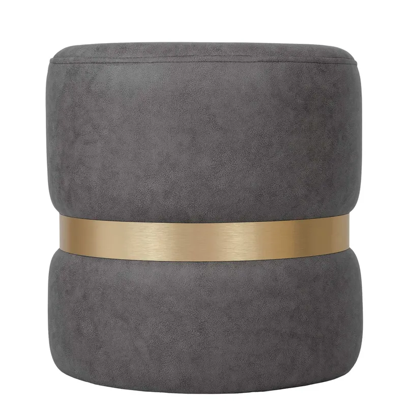 Taburet Ring, inel auriu, stofa gri M611, rotund, 38 x 38 x 40 cm