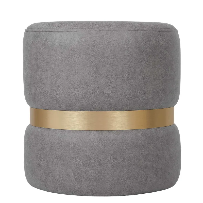 Taburet Ring, inel auriu, stofa gri deschis M609, rotund, 38 x 38 x 40 cm