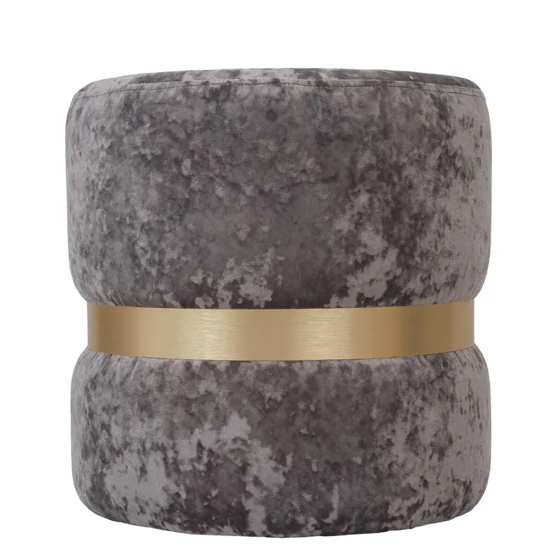 Taburet Ring, inel auriu, catifea gri E30, rotund, 38 x 38 x 40 cm