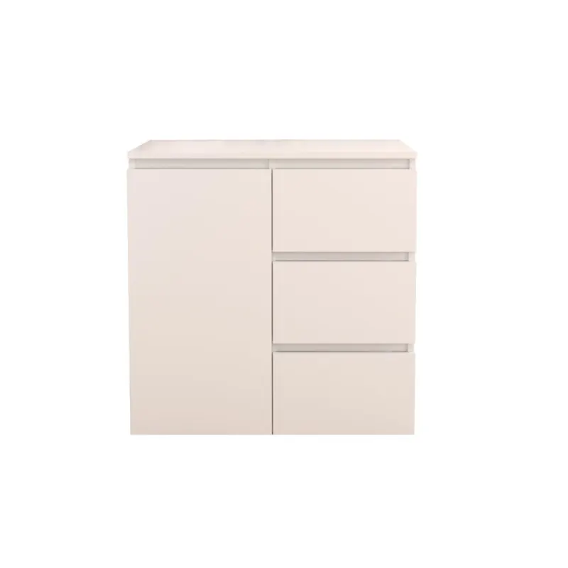 Comoda dormitor Osaka, pal melaminat, 1 usa si 3 sertare, alb, 80 x 80 x 43.3 cm