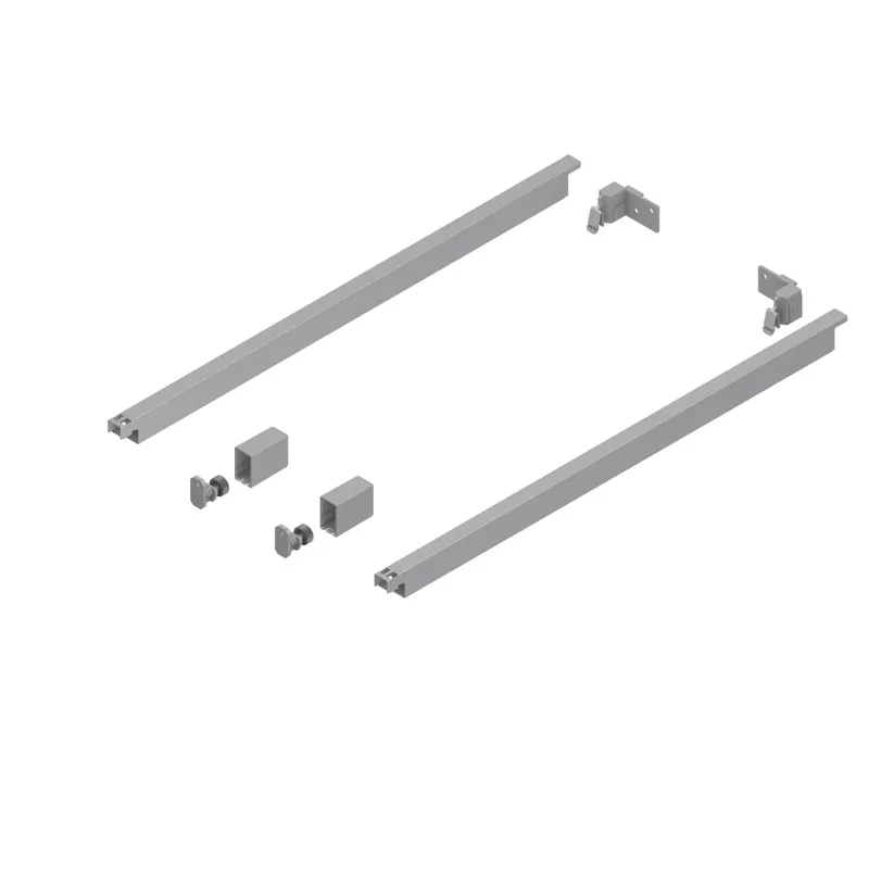 Set lonjeron rectangular Grass, otel, silver, 450 mm
