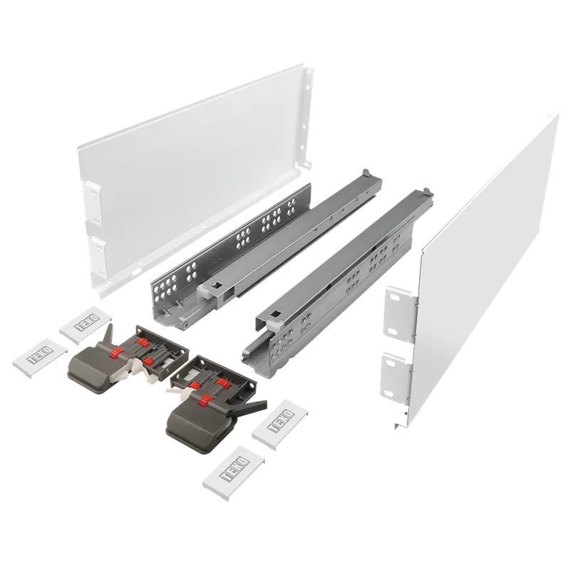 Set sertar Teko Extra Slim, otel si plastic, alb, 35 kg, 450 mm