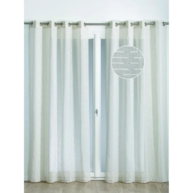 Perdea Riane Beige 025, poliester, model cu dungi, bej, 140 x 240 cm