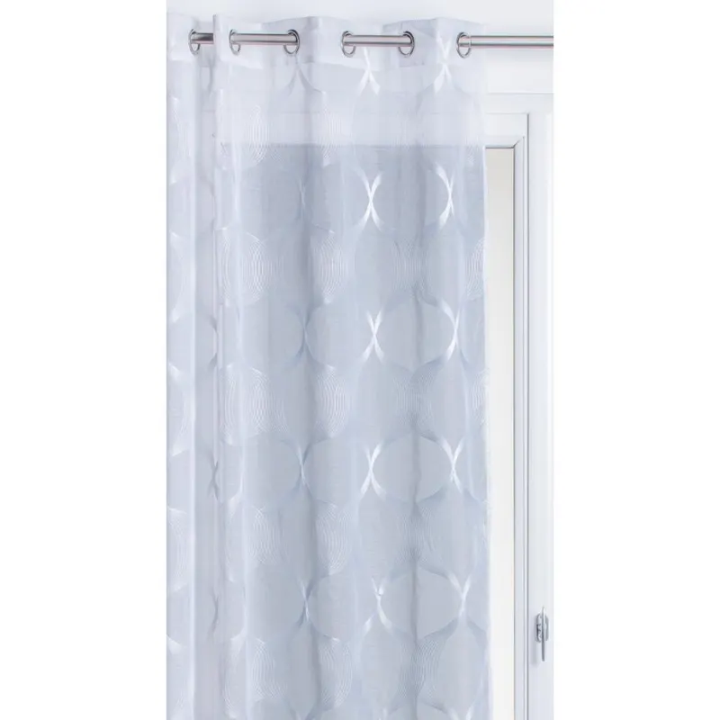 Perdea Sismo 011, poliester, model geometric, alb, 140 x 260 cm