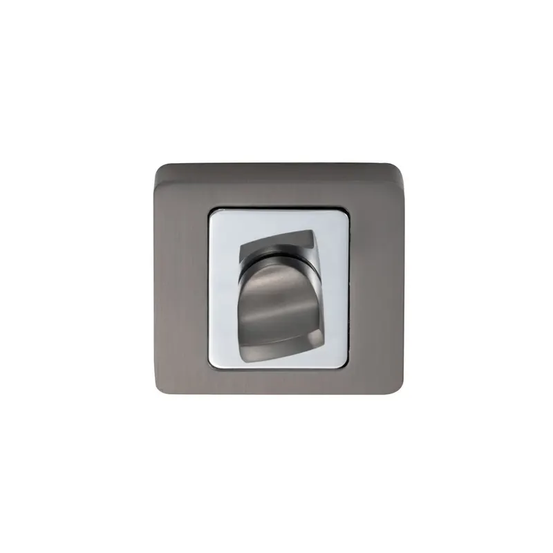 Set rozeta patrata usi lemn interior Gato, 54 mm, zamac, finisaj crom - antracit
