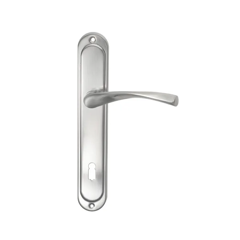 Set manere cu sild usi interior Gato Roma, rozeta cheie, zamac, finisaj nichel satinat, 90 mm