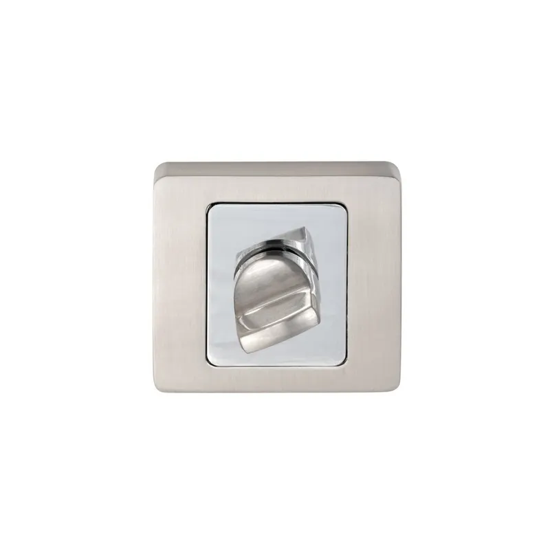 Set rozeta patrata usi lemn interior Gato, 54 mm, zamac, finisaj nichel cromat