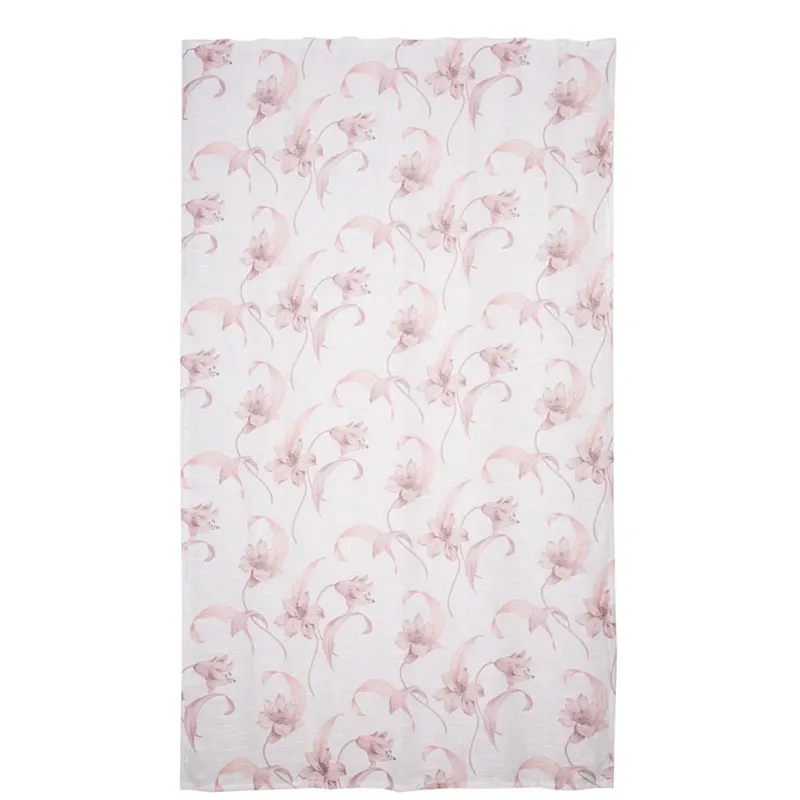 Perdea poliester, model floral, roz, 140 x 245 cm