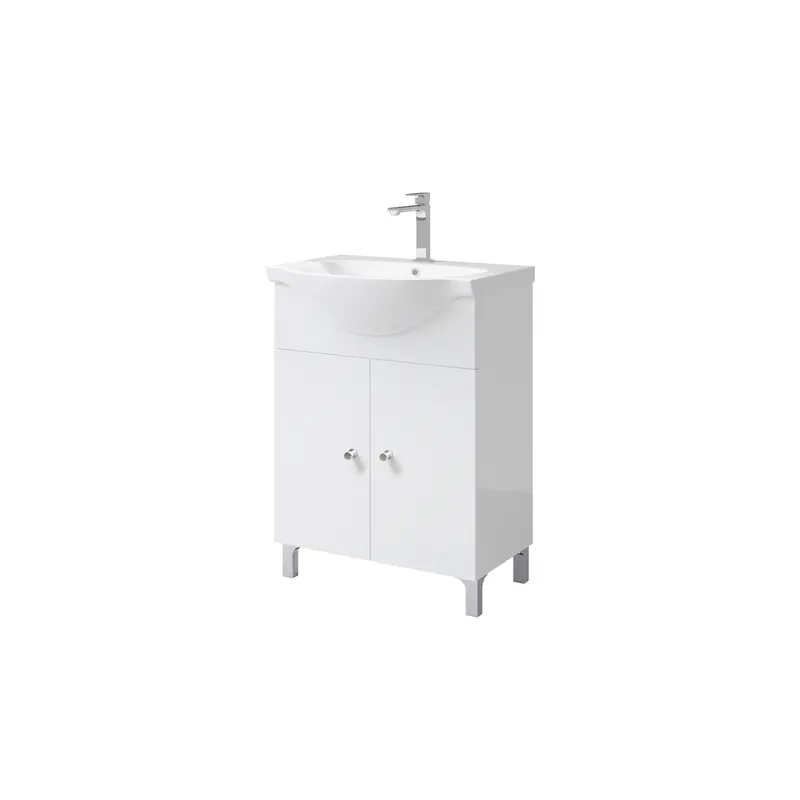 Mobilier baie Savini Due, baza cu lavoar, MDF/PAL, alb, 65 x 45.5 x 81.5 cm