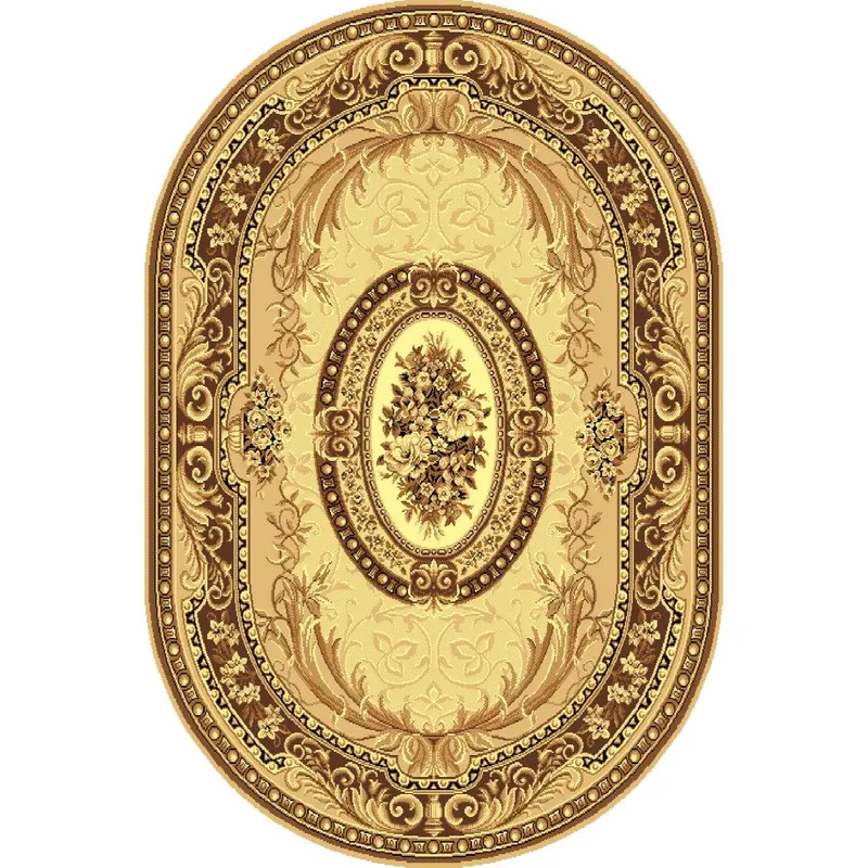 Covor clasic Gold 042/12, oval, polipropilena BCF, bej/maro, 60 x 110 cm