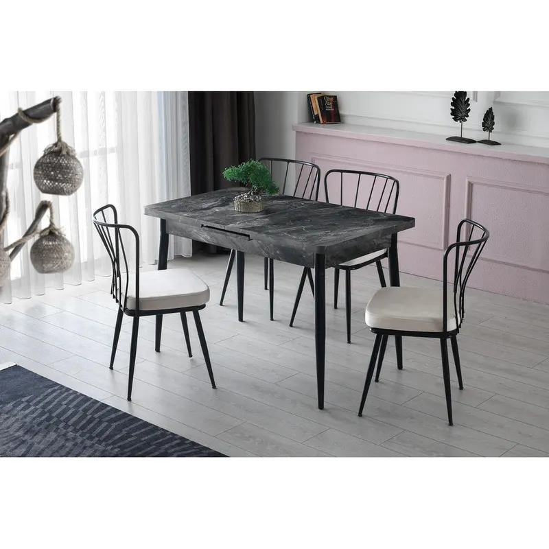 Masa Bucatarie Ay, Gri - Alb - Maro, 120x75x70 cm - Gri
