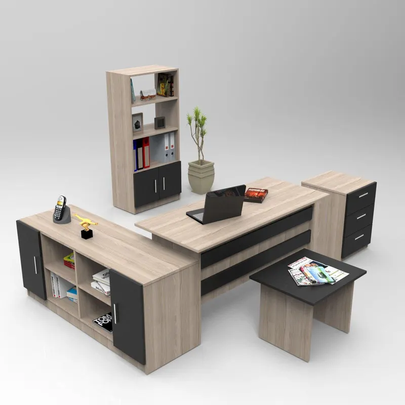 Set mobilier de birou Linta, 5 piese, 140x74x60 cm - Stejar
