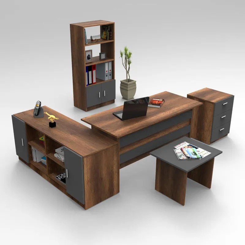 Set mobilier de birou Linta, 5 piese, 140x74x60 cm - Nuc