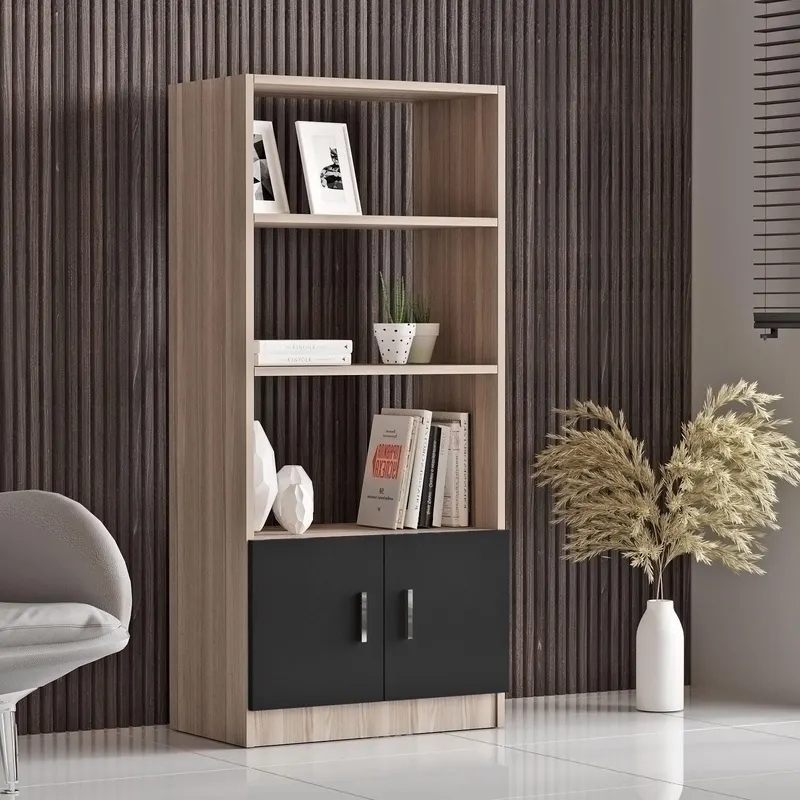 Biblioteca Variom cu 2 usi si 4 rafturi, Nuc - Stejar, 64x140x38 cm - Stejar