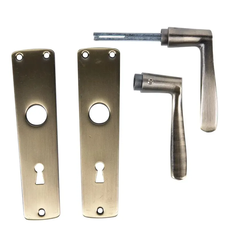 Set manere Yale, cu silduri, aluminiu, alama antic, 54 mm