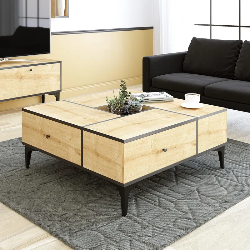 Masuta de cafea Shelfa, Stejar, 105x42x105 cm - Stejar