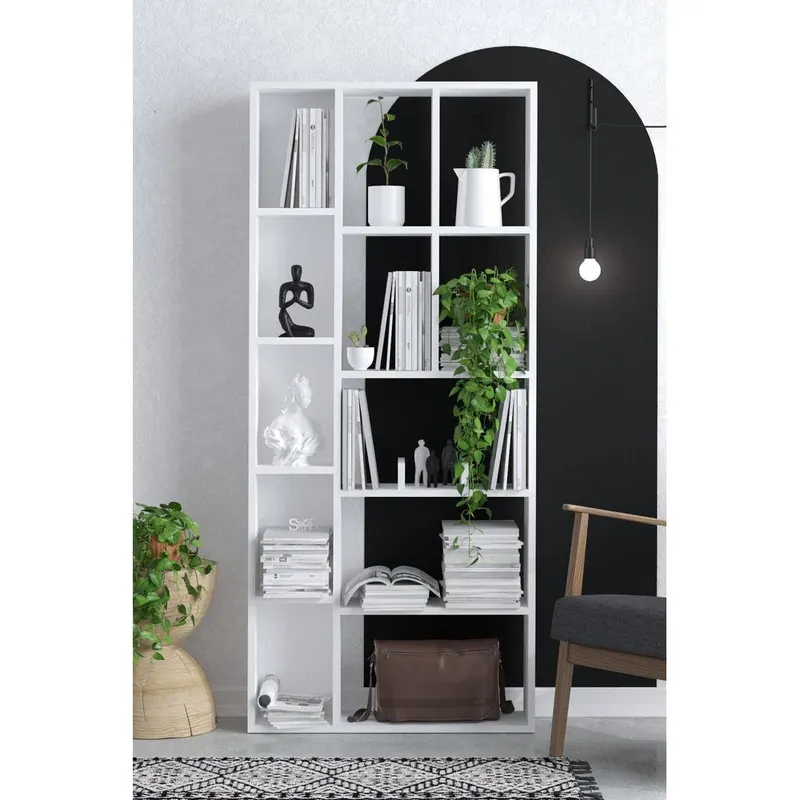 Biblioteca Uranus 12 Rafturi, Alb, 75x170x18 cm - Alb
