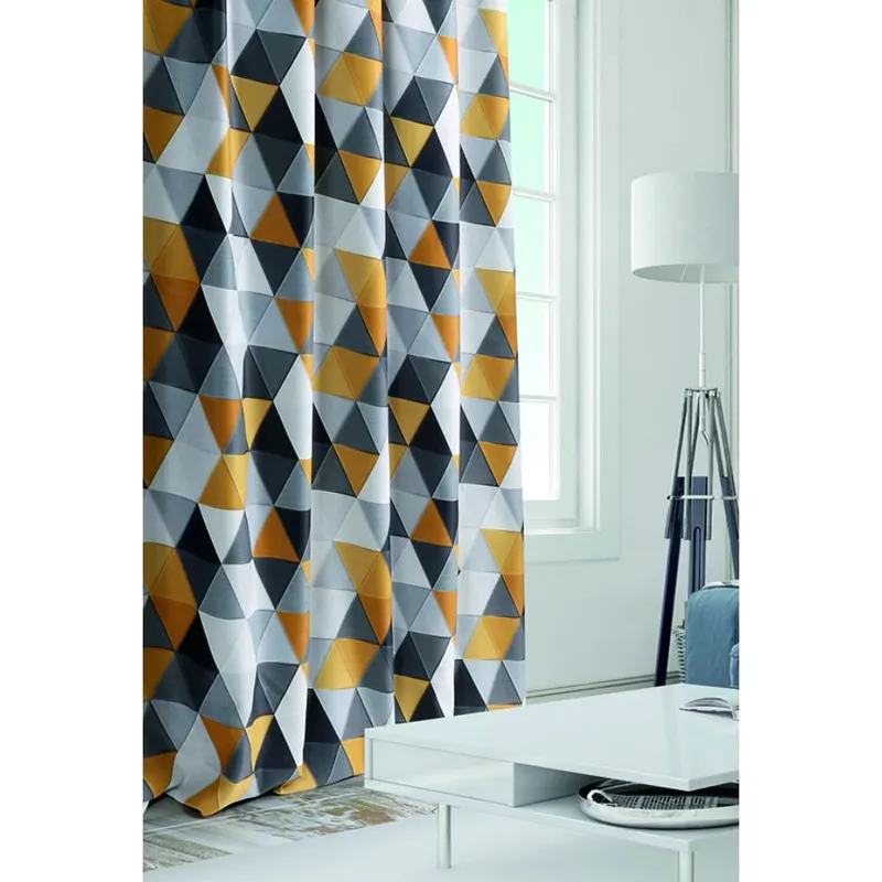 Draperie Vesta 204, dim-out imprimat, gri/galben, 145 x 245 cm