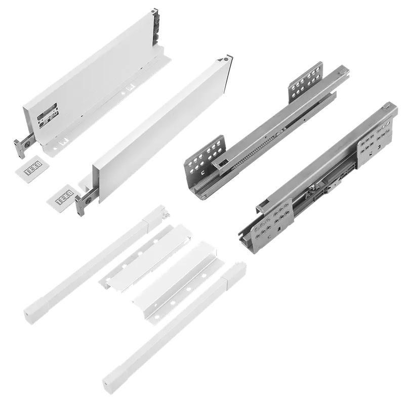 Sistem pentru sertar Teko Slim, metal, alb, 40 kg, 500 x 167 mm
