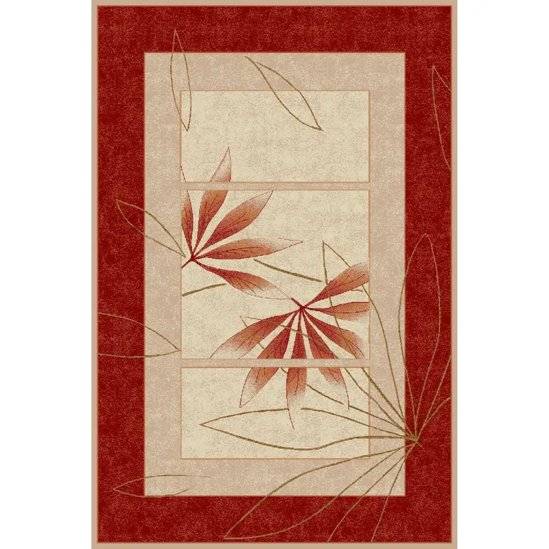 Covor modern Lotus 552/120 polipropilena heat-set, model floral bej-visiniu, 150 x 230 cm