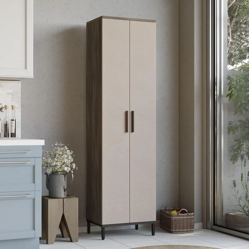 Dulap Multifunctional Rime cu 2 usi si 5 rafturi, Maro, 50x184x36 cm - Maro