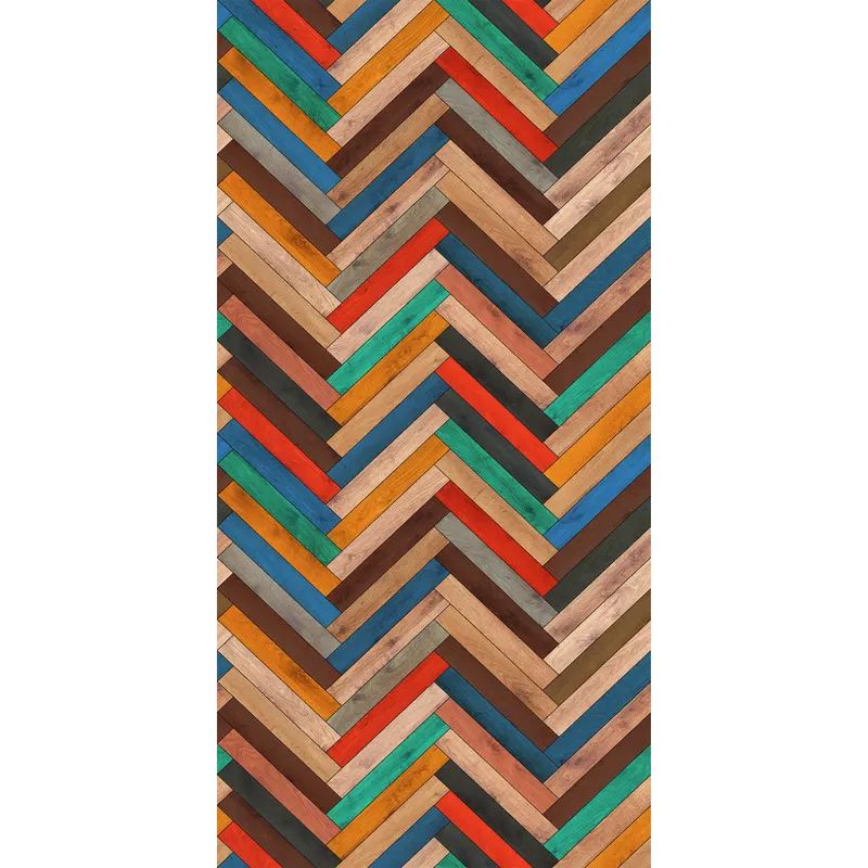 Covor modern Kitchen Wood DT02686_101, poliester, model geometric, multicolor, 70 x 140 cm
