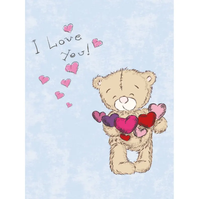 Covor copii Kids Teddy Bear, model cu ursulet, poliester, 70 x 140 cm
