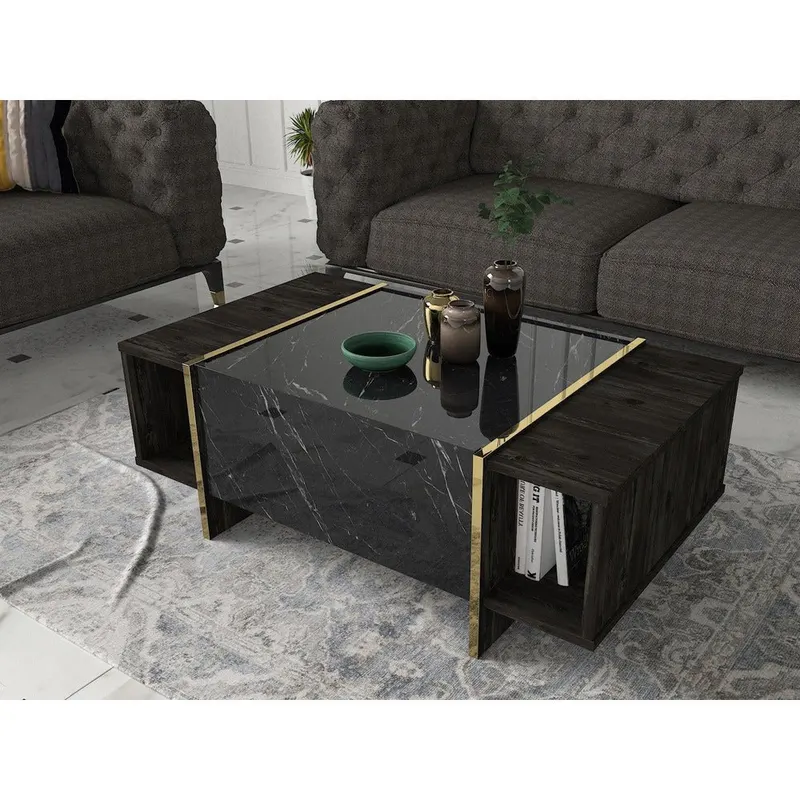 Masuta de cafea Veyron, Negru, 104x38x60 cm - Negru