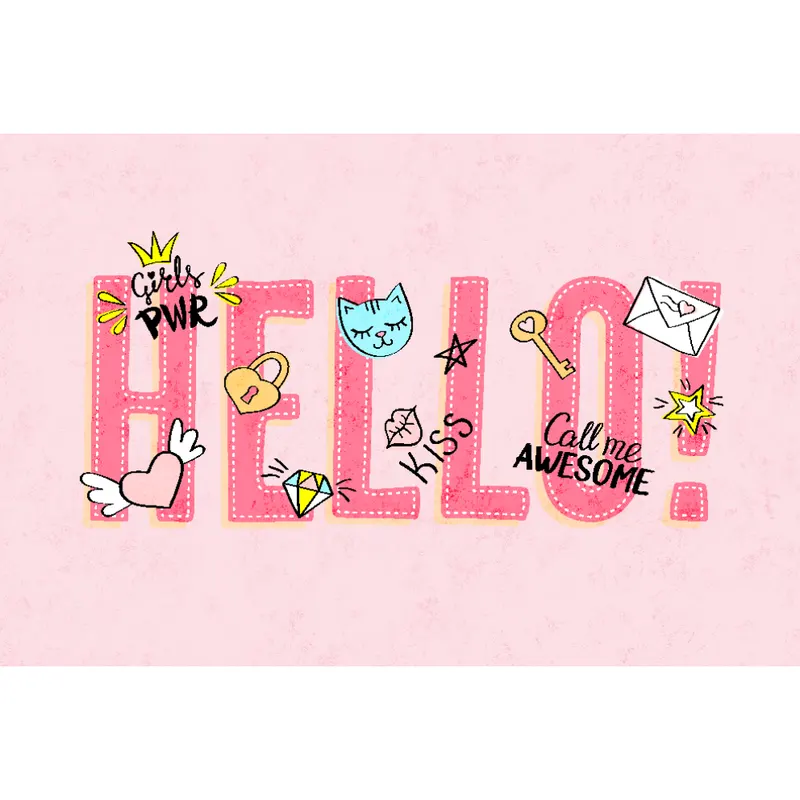 Covor copii Kids Hello, model cu text, poliester, 70 x 140 cm