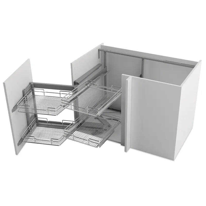 Kit cos Compagnucci Duetto, metal, gri metalic, 500 mm x 600 mm, 2 rafturi, dreapta