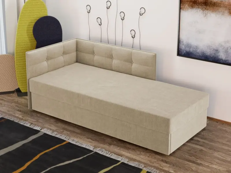 Divan / Pat tapitat Crem Story Extensibil — imaginea 2