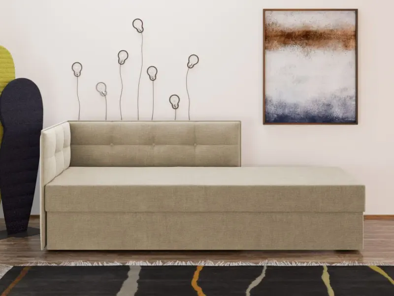 Divan / Pat tapitat Crem Story Extensibil — imaginea 3
