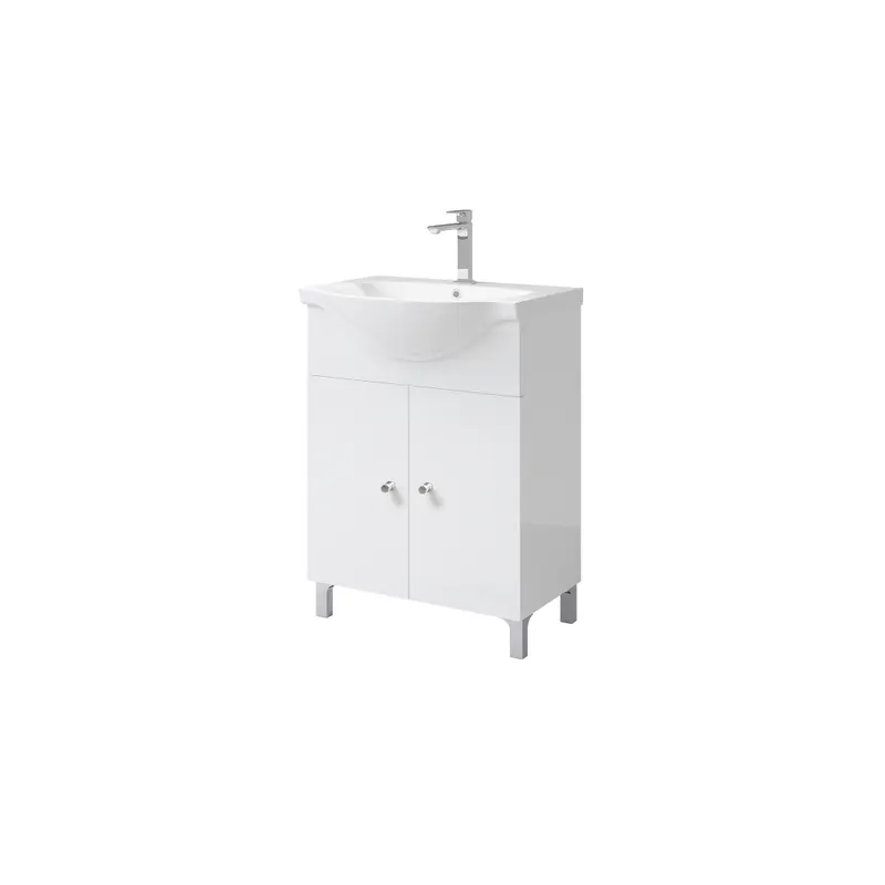 Baza cu lavoar Savini Due, MDF-PAL, alb, 56.5 x 42,5 x 88.5 cm