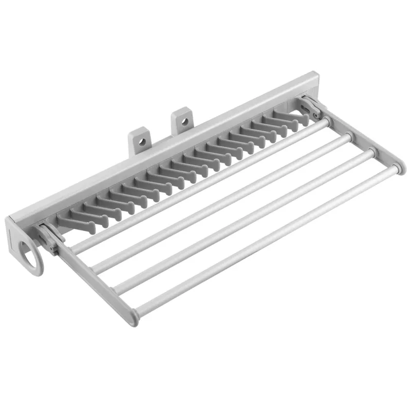 Suport pentru cravate si pantaloni cu glisiera cu bile, aluminiu/plastic, argintiu mat, 460 x 183 x 200 mm