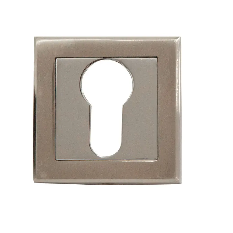 Rozeta pentru cilindru, SN, patrata, aliaj aluminiu, nichel satinat si crom, 5 x 5 cm