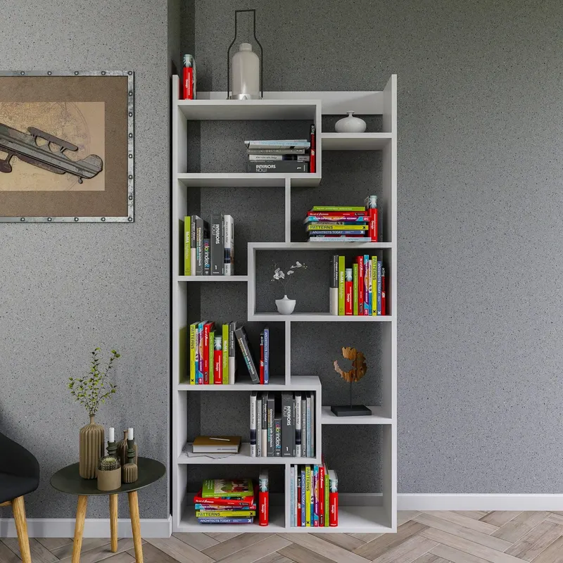 Biblioteca Kalune Design Carrie, Alb, 90x182x22 cm - Alb