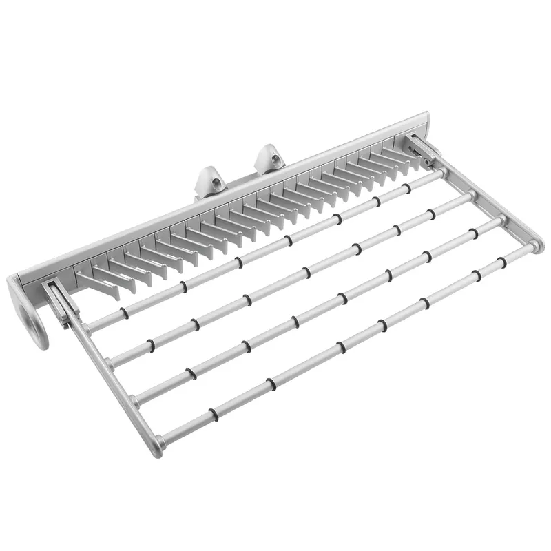 Suport pentru cravate si pantaloni cu glisiera cu bile, aluminiu, argintiu, 450 x 200 x 250 mm