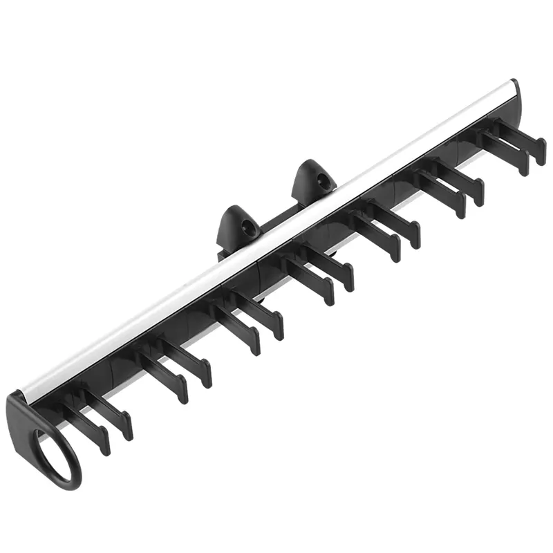 Suport pentru cravate, aluminiu/plastic, negru mat, 435 x 45 mm