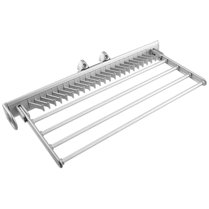 Suport pentru cravate si pantaloni, aluminiu/plastic, argintiu mat, 450 x 215 x 81 mm
