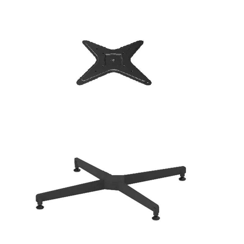 Baza si placa de montaj, pentru picior de masa cu postament, metal, negru