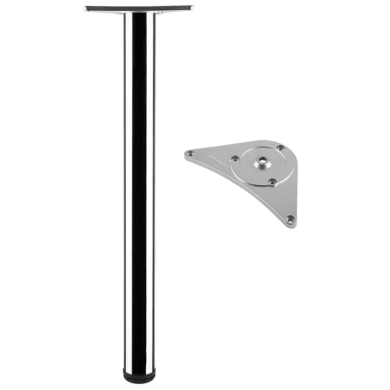 Set picioare de masa Teko, otel, cromat, cilindric, 4 bucati, diametru 60 mm, H 710 mm