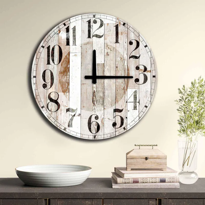 Ceas decorativ din MDF Home Art, Multicolor, 50x50 cm - Multicolor