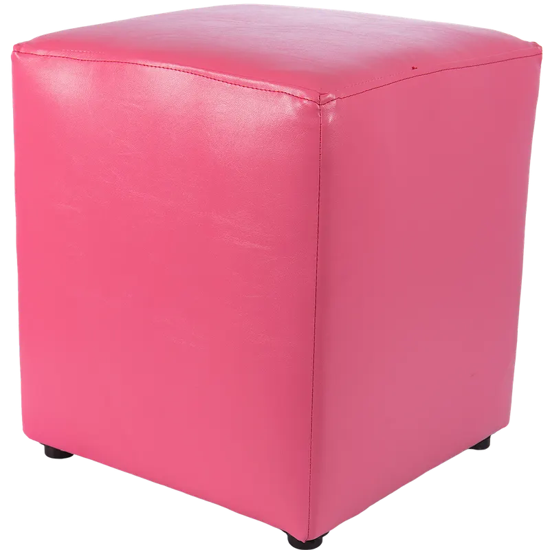 Taburet Cube, tapiterie piele ecologica, roz IP 21896, 45x37x37 cm