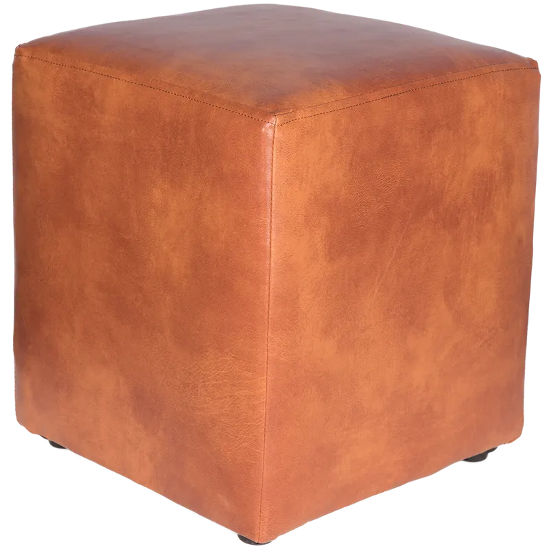 Taburet Cube, tapiterie piele ecologica, cires IP8070, 45x37x37 cm