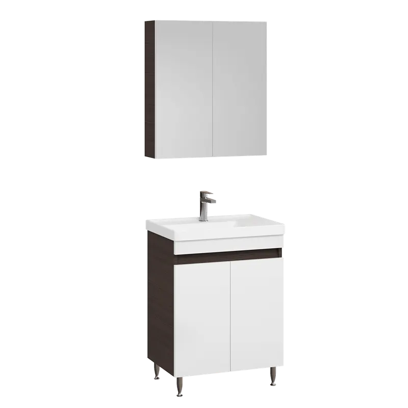Set mobilier baie Badenmob Seria 286, masca cu setare + lavoar + oglinda, wenge