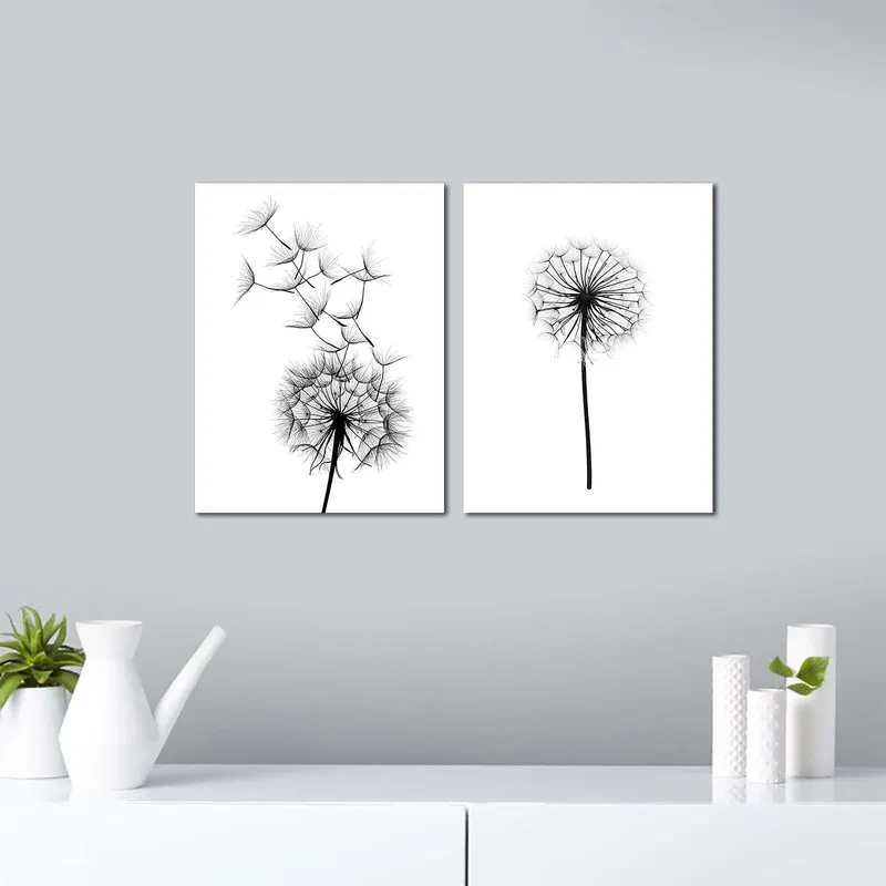 Tablou Papadie, Alb - Negru, 40x62 cm - Alb
