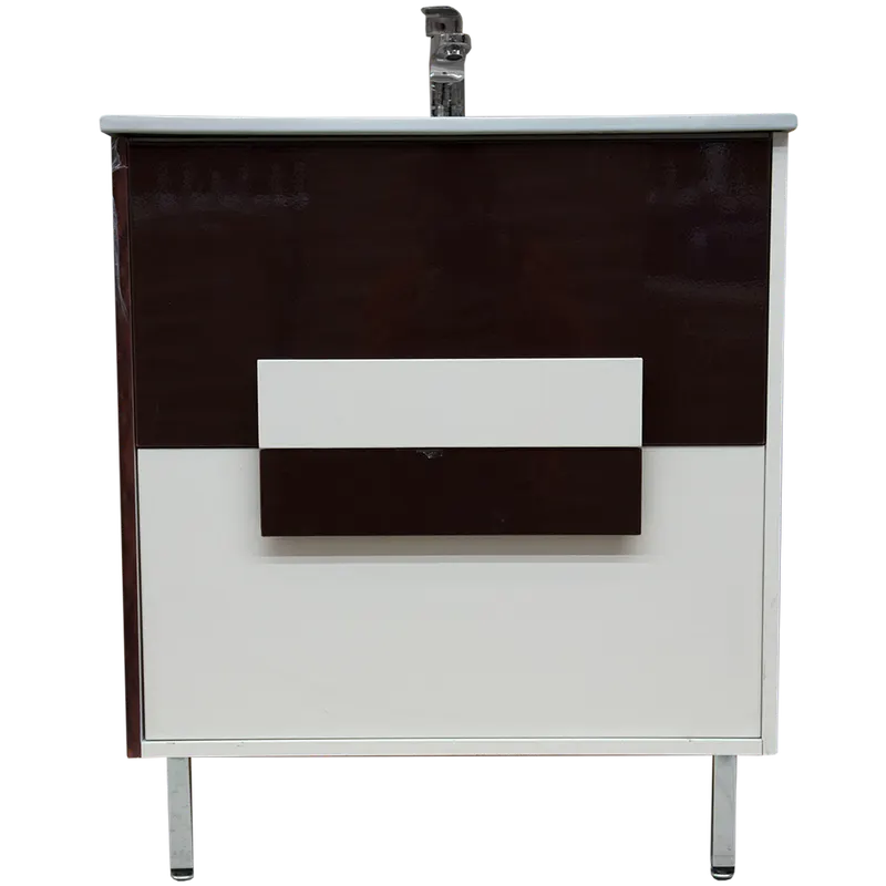 Baza cu lavoar Sanitop Iffet, MDF-PAL, maro-alb, 70 x 43,5 x 81 cm