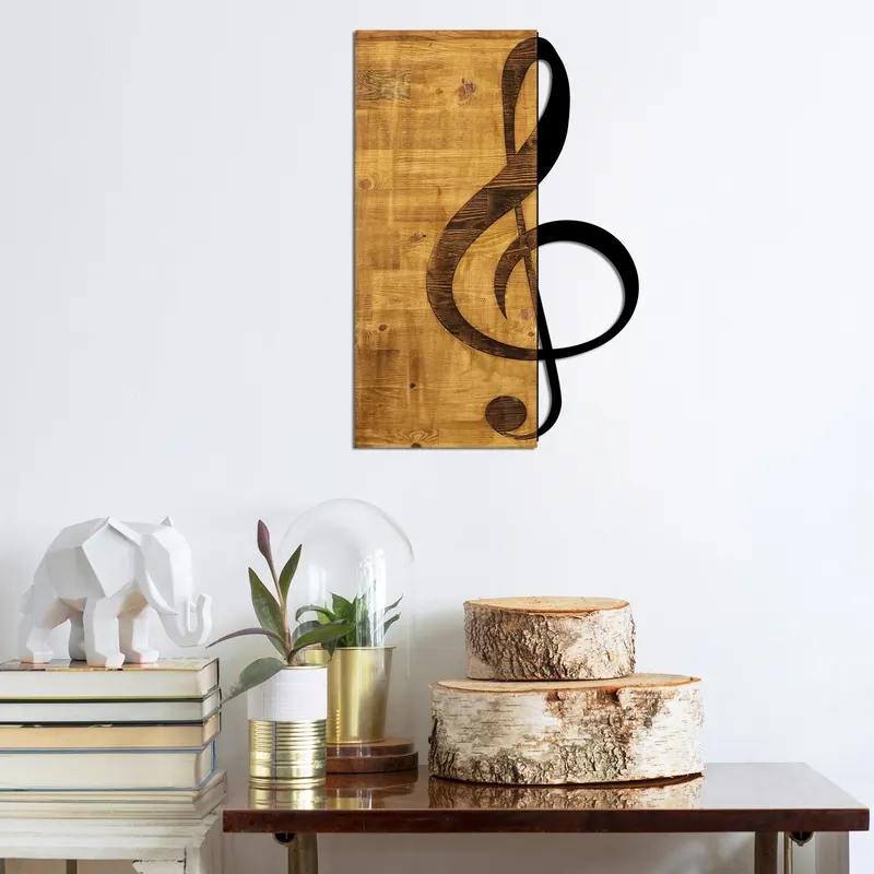 Decoratiune de perete lemn Skyler, Nuc, 58x39 cm - Nuc