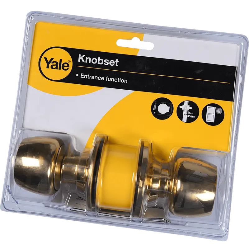 Maner Yale Knobset cu cheie pentru usa intrare, alama lacuita, 3 chei