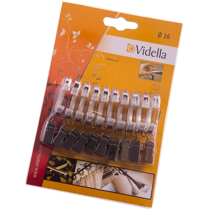 Accesorii galerie - inele + clips Vidella Fenix, nichel, D16 mm